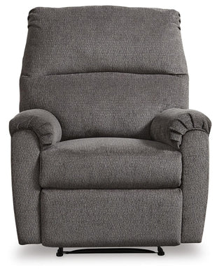 Ashley Nerviano manual recliner with plush upholstery, padded armrests, and a sleek, contemporary design for comfortable seating.