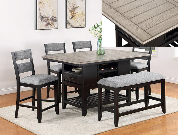 Frey counter height dining table by BoxDrop Suwanee with a sleek wood finish and modern design, shown in a contemporary dining setting