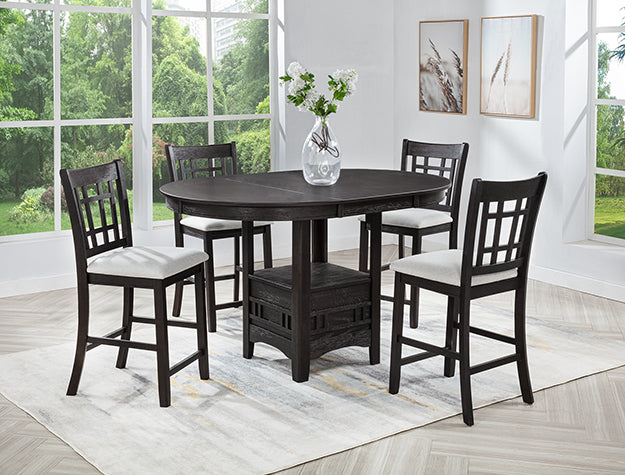 BoxDrop Suwanee Hartwell CT HT dining table in charcoal black with a sleek, modern design and sturdy wooden legs.