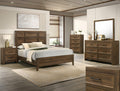 Crownmark Lorraine bedroom group in brown featuring a bed, dresser, and nightstands with sleek modern design.