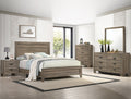 Grey Crownmark Millie bedroom group with bed frame, dresser, and nightstands, showcasing modern bedroom furniture set.