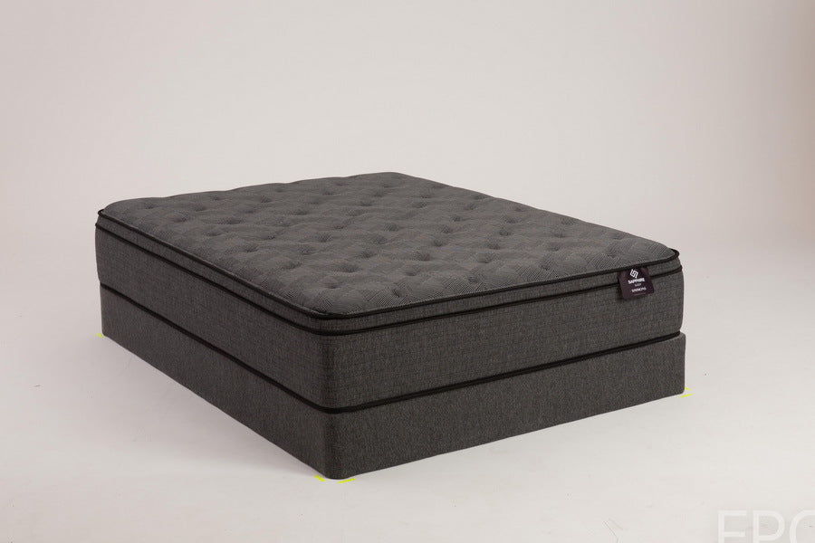 Graybrook PL ET sapphire sleep mattress showing plush gray fabric surface and edge support for comfortable sleep.