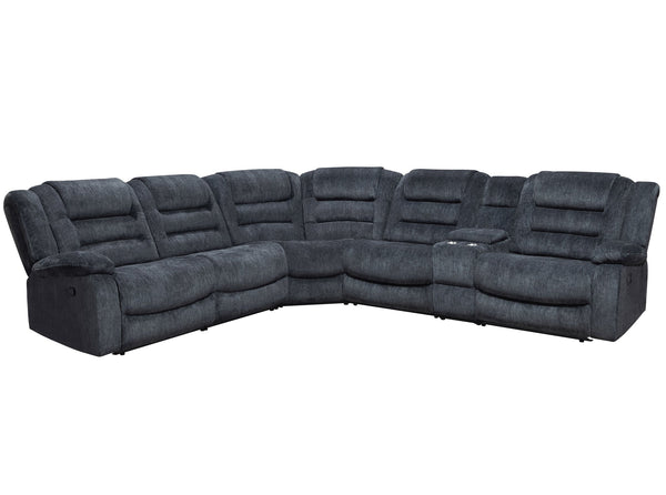 Six-piece Parker House manual reclining sectional sofa with plush cushions and modern design, shown in a cozy living room setting.