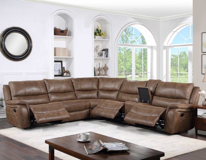 Six-piece manual reclining sectional by Steve Silver featuring plush upholstery and multiple reclining seats in a modern design.