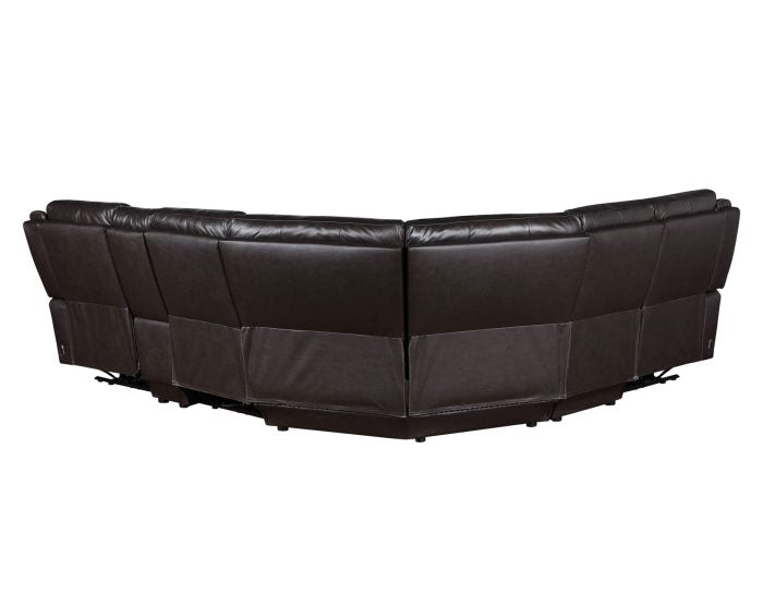 Six-piece brown leather power reclining furniture set by Steve Silver, featuring plush cushions and modern design.
