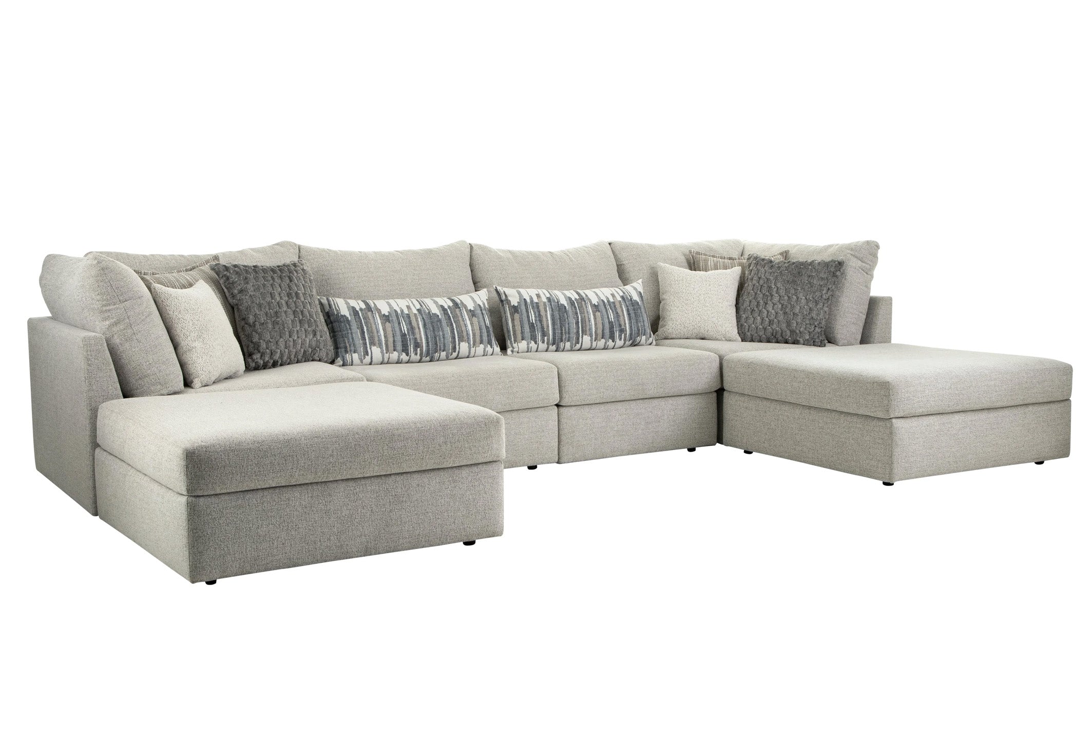 Behold Modular Cream Sectional sofa with plush cushions and modern design, shown in a stylish living room setting.